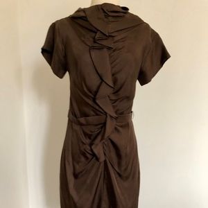 Hugo Boss Ruffled Silk, Self Belted Dress - image 1